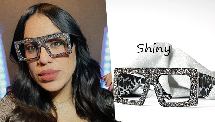 Flat Top Eyeglasses with Rhinestones