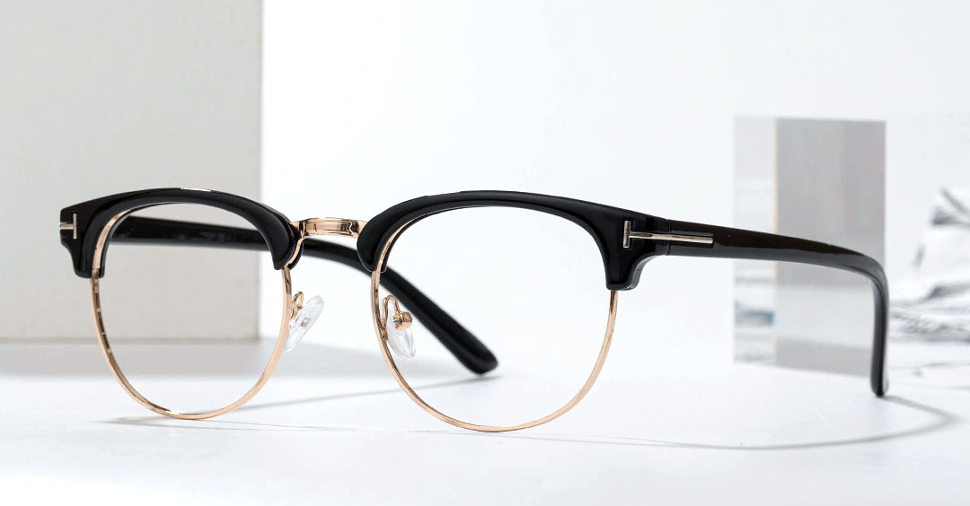 Black glasses with outlet gold rim